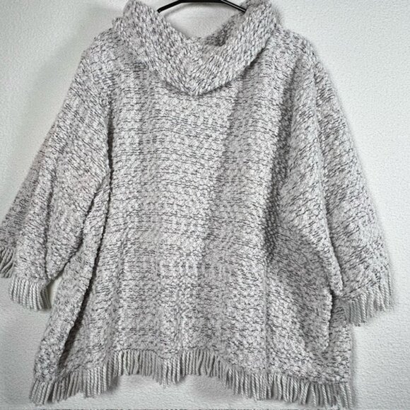 Ali Miles Womens Fringed Textured Sweater Cowl Neck 3/4 Sleeve Plus Size 3X - Picture 5 of 7